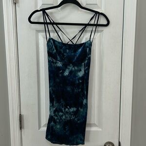 Velvet like Blue Swirl Slip dress. Urban Outfitters Size Small